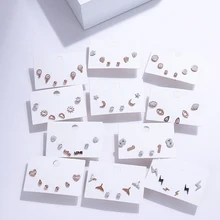 Yhpup Мода 3 пар/компл. Нержавеющая сталь минималистский серьги-гвоздики Стразы Луна Звезда Сердце геометрические серьги для Женская Праздничная обувь