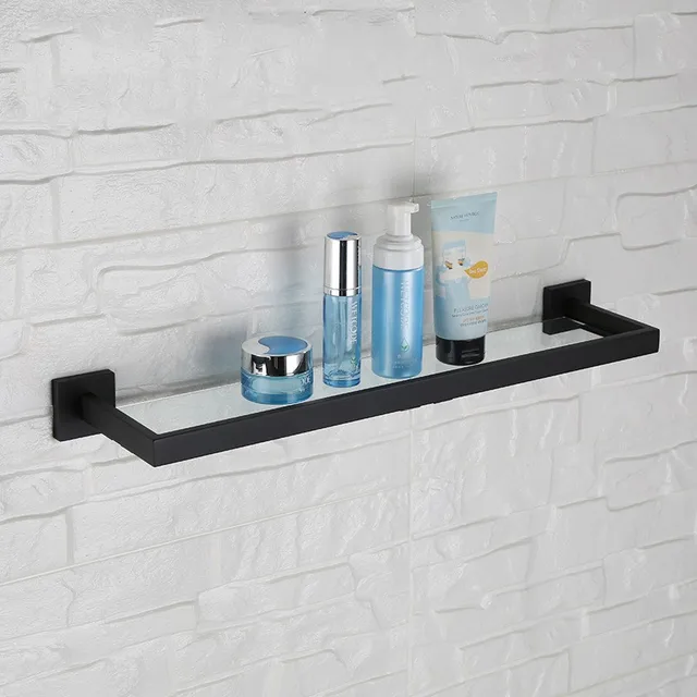 Black Finish Unique design bathroom shelf 600*142*55mm Wall mounted