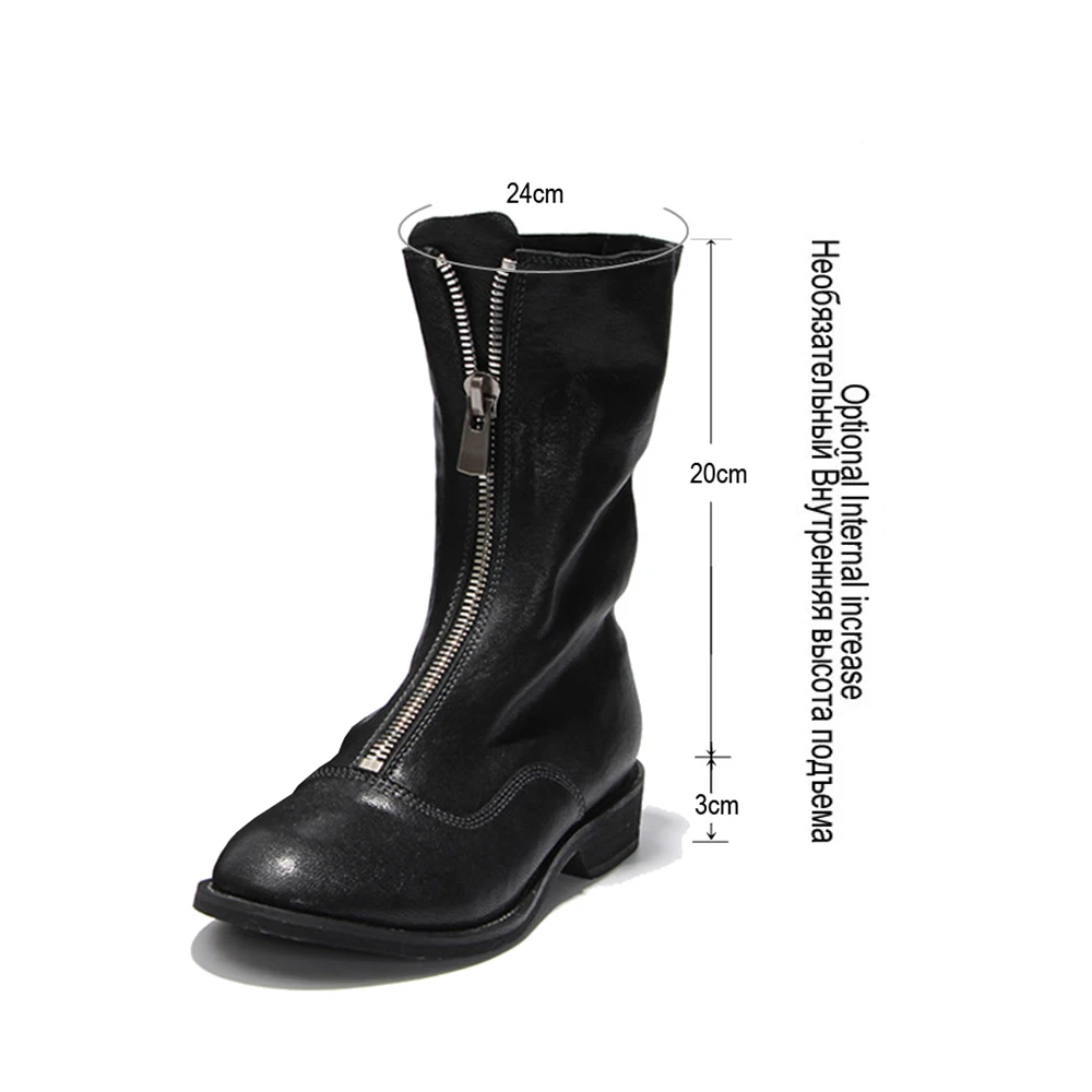 Ботинки martin на тонком каблуке женские зимние ботинки из натуральной кожи теплые Брендовые женские ботинки на молнии спереди черный цвет; большие размеры; YT03 MUYISEXI
