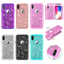 

for iphone 7 case Two in one flashing powder skin TPU phone case for iphone x case 6 6S 7 8 plus XR XS MAS case