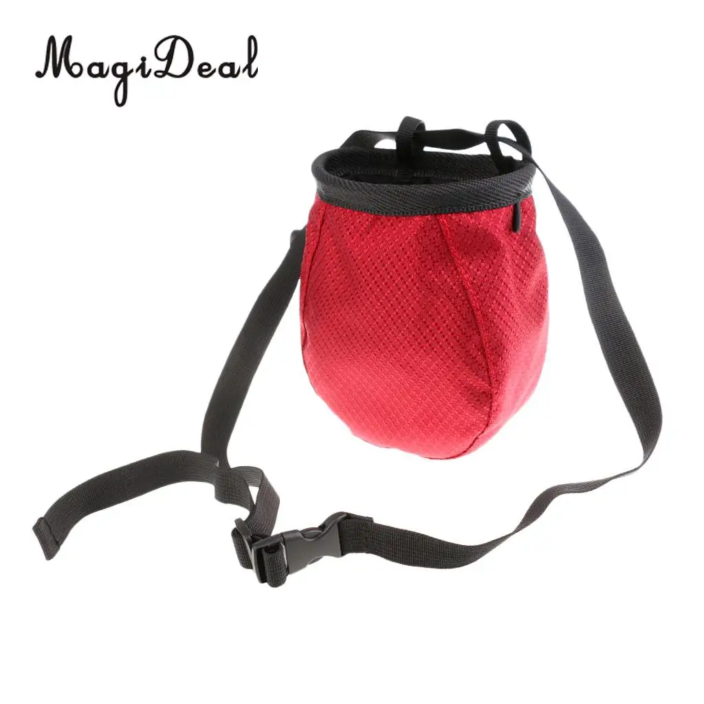 MagiDeal Cylinder Chalk Bag Pouch for Rock Climbing with Drawstring Corded Closure and Waist Belt