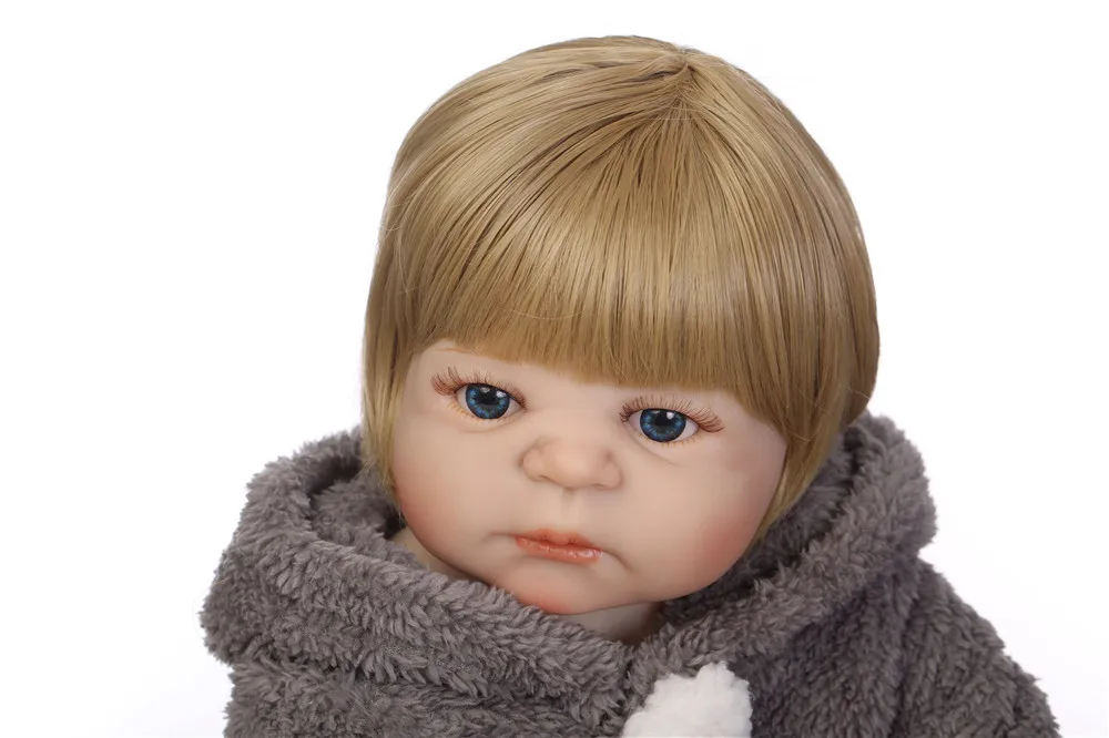 blond hair bebes reborn full body silicone reborn dolls 55cm with soft plush clothes cute pacifier toy for boy gift bath toy