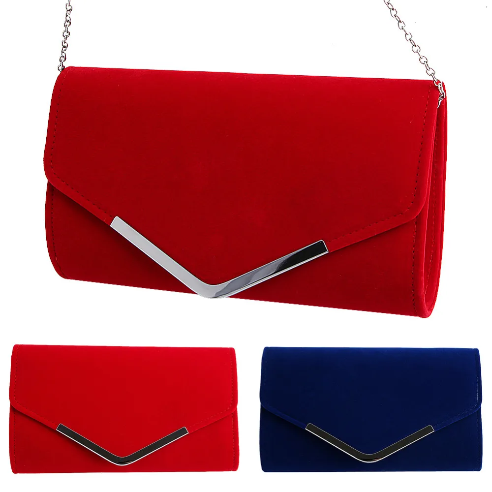 

THINKTHENDO Lady Velvet Bridal Clutch Evening Bag Prom Wedding Women Shoulder Handbag Purse