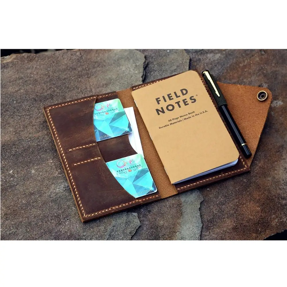 

Personalized rustic real leather cover case organizer for field notes pocket size 3.5 x 5.5 inch notebook , leather EDC cover