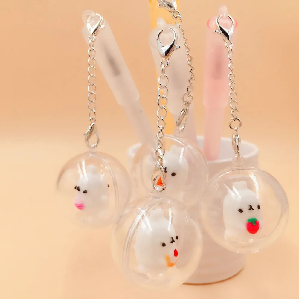 

Kawaii White Rabbit Carrot Crystal Ball Pendant Gel Pen School Office Supply Student Stationery Writing Signing Black Ink 0.5mm
