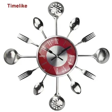 18Inch Large Decorative Wall Clocks Saat Metal Spoon Fork Kitchen Wall Clock Cutlery Creative Design Home Decor Relogio De Pared