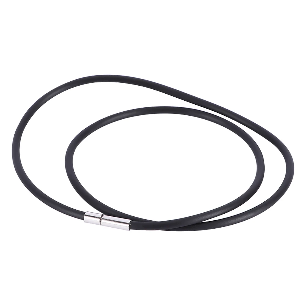 

1Pcs Black Rubber Cord Necklace Bracelet with Stainless Steel Closure Simple Jewelry make necklace bracelets 2019 New