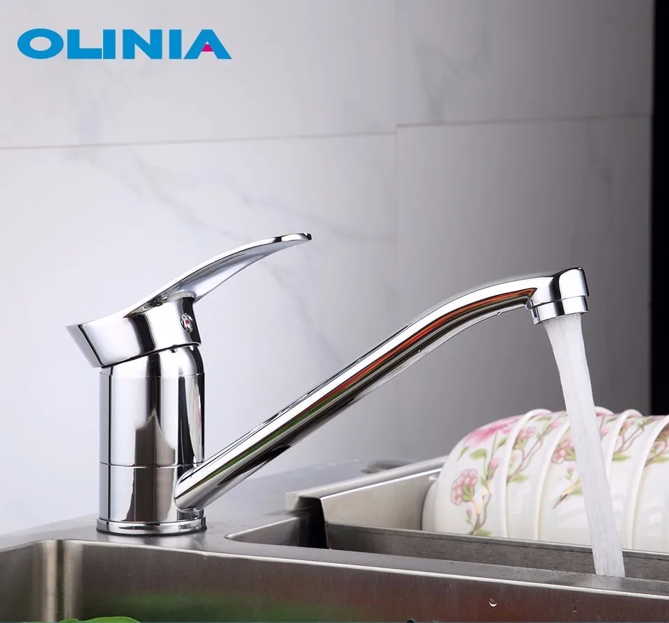 Olinia Поворотный Кухня кран раковина с одной ручкой горячей и холодной воды смесители вращения Стильный современный OL8094