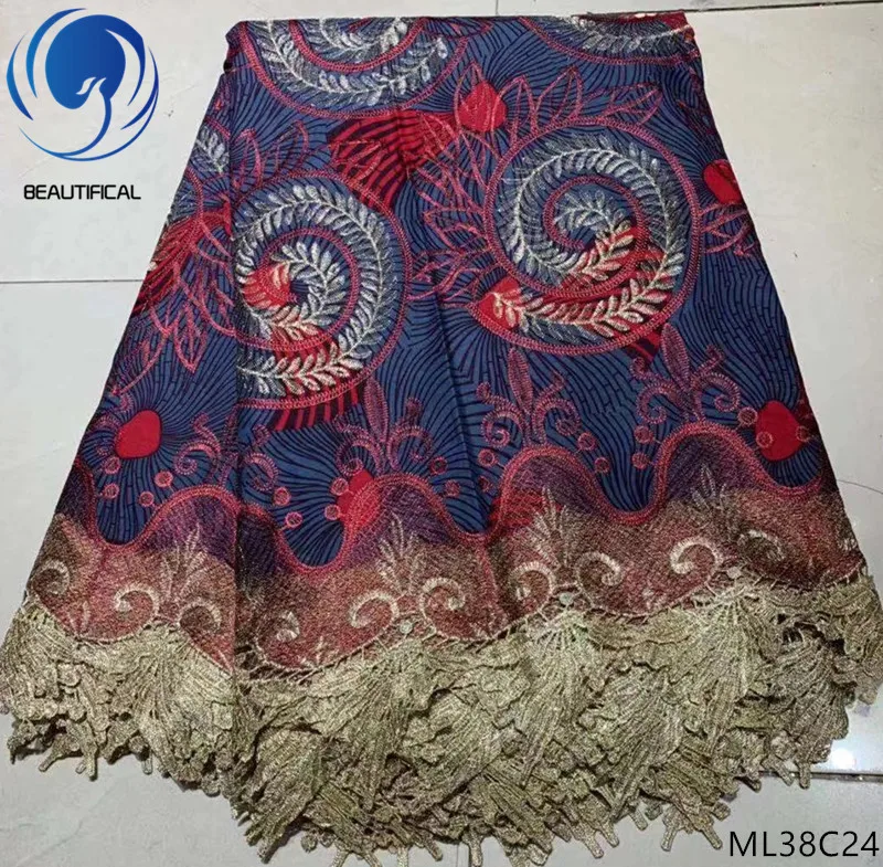 ML38C24 BEAUTIFICAL хлопчатобумажная африканская вощеная ткань нигерийская кружевная ткань Африканская восковая Кружевная Ткань 6 ярдов/шт лучшее качество ML38C07-30 - Цвет: ML38C24