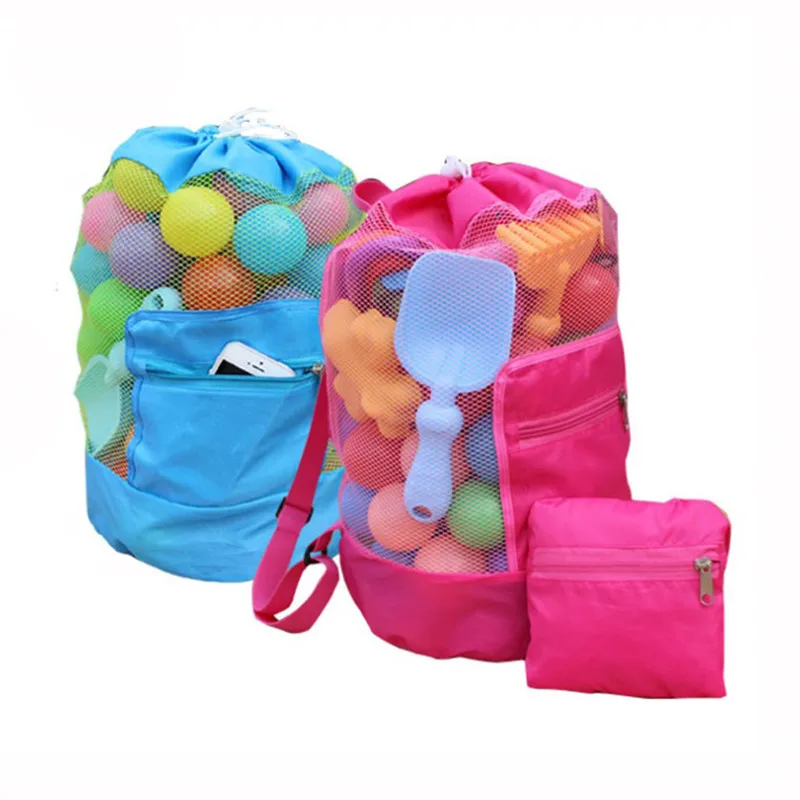 

Large capacity beach storage bag for kids shell/toys holder foldable portable mesh packbag for children outdoor