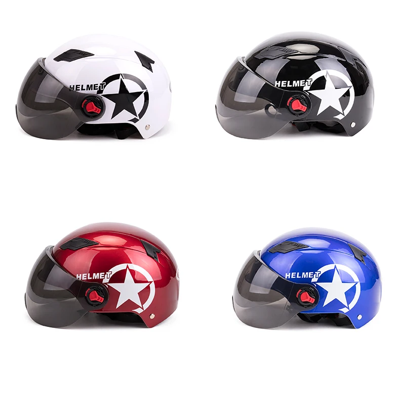 

Motorcycle Bike Half Face Electric Helmet Brown lens Sunscreen Protective Safety