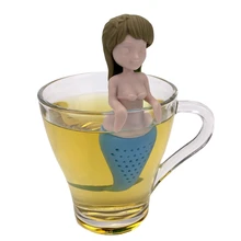 3 цвета хвост русалки дизайн силиконовые Чай фильтр интересная модель Чай посуда Чай инфузионный Кухня, украшение для столовой, можно использовать при панели инструментов