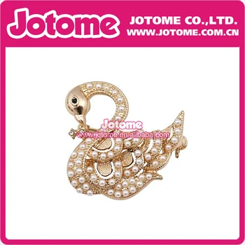 

20pcs / Lot Duck Pearls Clear Crystal Rhinestone Brooch for women
