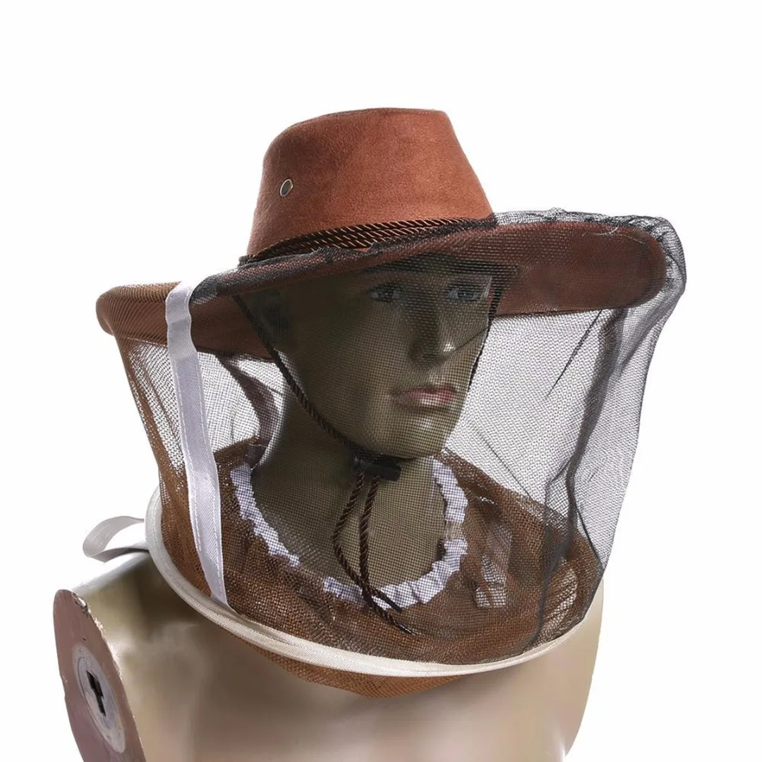Улей Пчеловодство Ковбой шляпа Москитная пчелы, насекомые сетки вуаль голова защита для лица пчеловодства оборудования