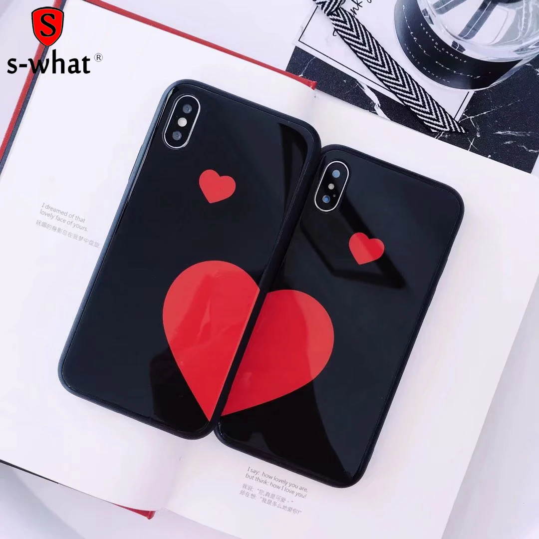 С сердце любовь закаленное Стекло чехол для Apple iPhone X 8 7 6 S плюс пара влюбленных