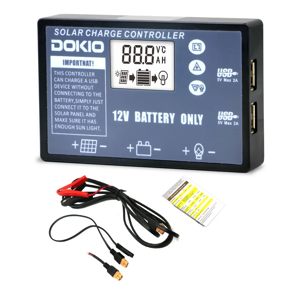 

DOKIO Flexible folding solar panel Dedicated Solar controller for 12V battery USB solar controller 10A/20A solar controller