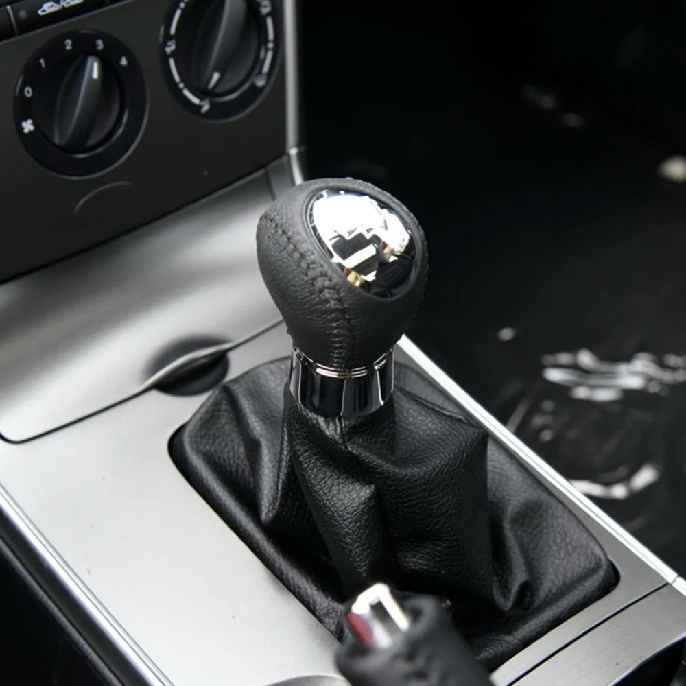 

Car Accessories Manual Car Gear Shift Knob Lever Stick Handle For Mazda 3 5 6 Head Cover Leather Chrome Cap 5 Speed