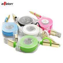 2 in 1 Sync Data Retractable Charger Cable Micro + 8pin USB for iPhone 5 6S for Samsung for HTC Android Flexible Cable