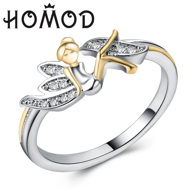

HOMOD New Creative Silver Color Flower Angel Girl Ring for Woman Girl Party Gifts 2019 Hot