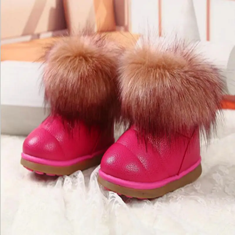 Популярные детские ботинки для девочек; теплые зимние ботинки; уличная хлопковая обувь на резиновой подошве для маленьких девочек; плюшевые ботильоны; кроссовки