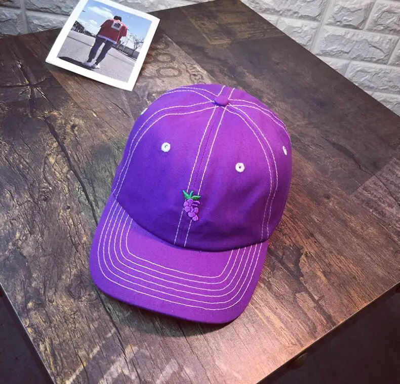 Fruit Grape Dad Hat Baseball Cap Embroidered Purple grape Dad Hat Vegan