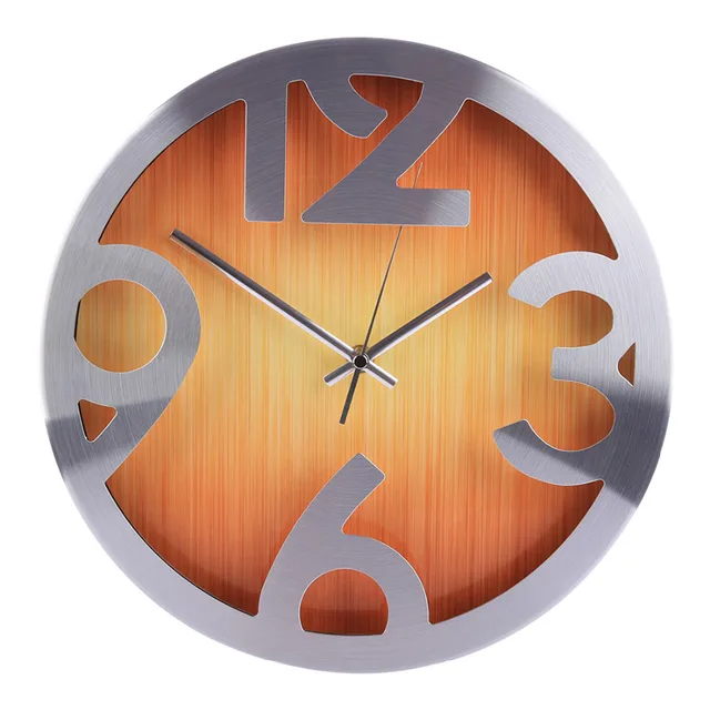 Homingdeco 12inch Wall Clocks Home Decor Vintage Modern Wood Grain Brief Mute Wall Clock Round Livingroom Hanging Clock