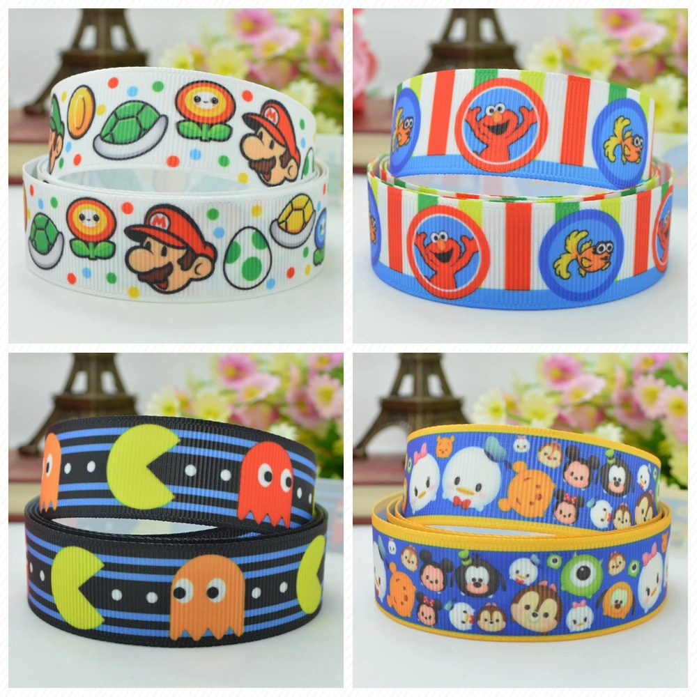 DUWES 7/8 &quot22 мм 2 5 10 20 50 ярдов TSUM Super Mario Pac Man печатная лента для волос бант ручной
