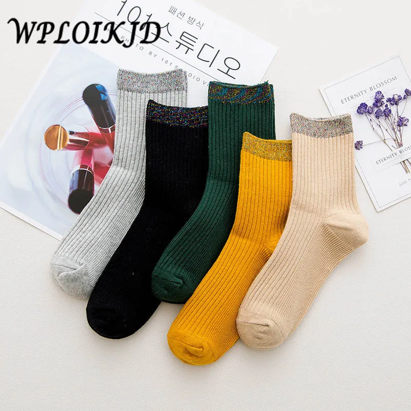 

[WPLOIKJD]Calcetines Mujer Colorful Shiny Bright Silk Heap Heap Candy Color Socks Women Japan Harajuku Sox Breathable Meias