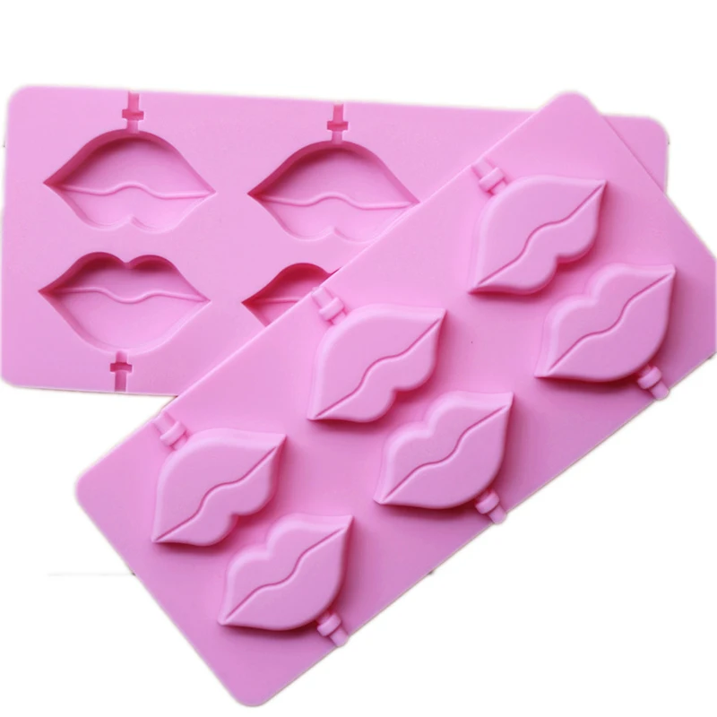 Free shipping 100% FDA DIY 3D lip Silicone mold 6 lattices lollipops chocolate cake decorating molds | Дом и сад