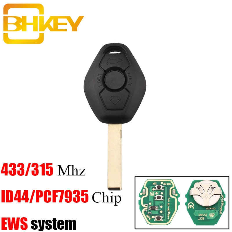 Bhkey 433/315 МГц дистанционный ключ для BMW EWS X3 X5 Z3 Z4 1/3/5/7 серий, ID44/PCF7935 чип Автозапуск передатчик