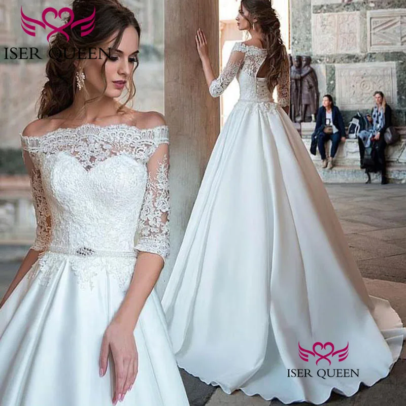 Vintage Boat Neckline with Embroidery Pure White Marriage Prom Dresses Ruffles Small Train Lace up Vestido Brazilian Style w0549 | Свадьбы и