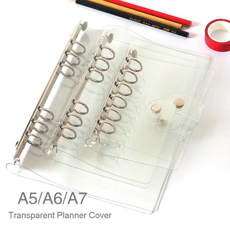 2018 A5/A6/A7 PVC Spiral Cover Notebook Accessory Sheet Shell Office School Stationery Transparent 6 Holes Binder Planner Cover