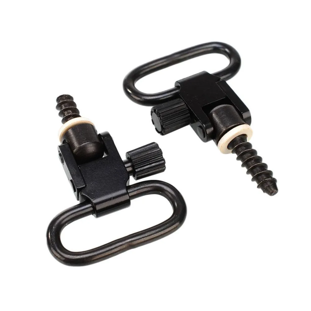 2 PCS Quick Detach Sling Swivels Studs Hunting Accessories Sets QD Sling Swivels Black Steel Machine Screw Adapter Type 1"