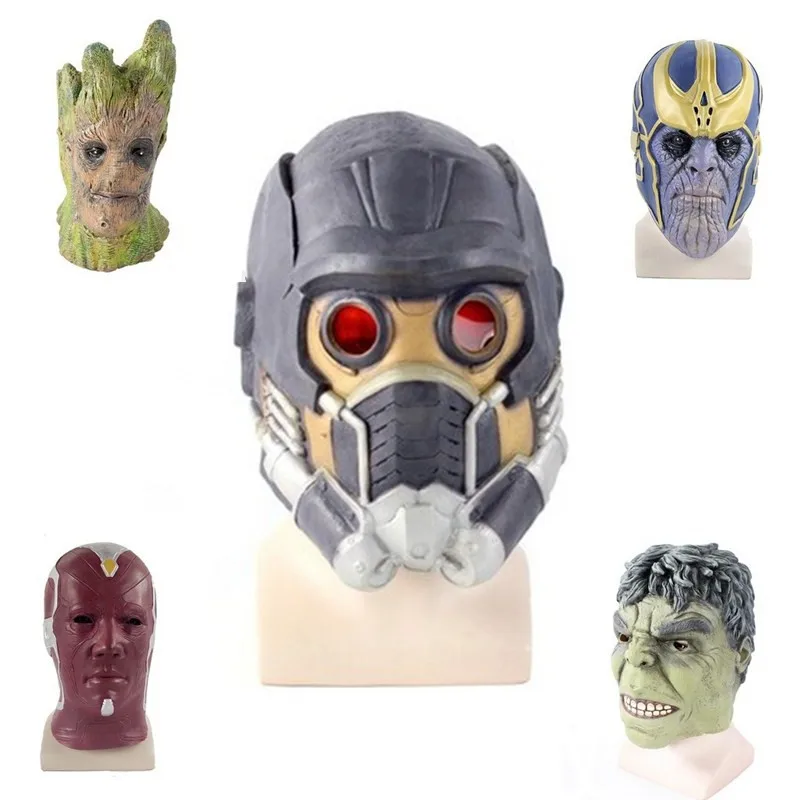 

Latex Mask Hulk Star-lord Thanos Captain America Cosplay Mask Halloween Movie Costume Masquerade Party dress