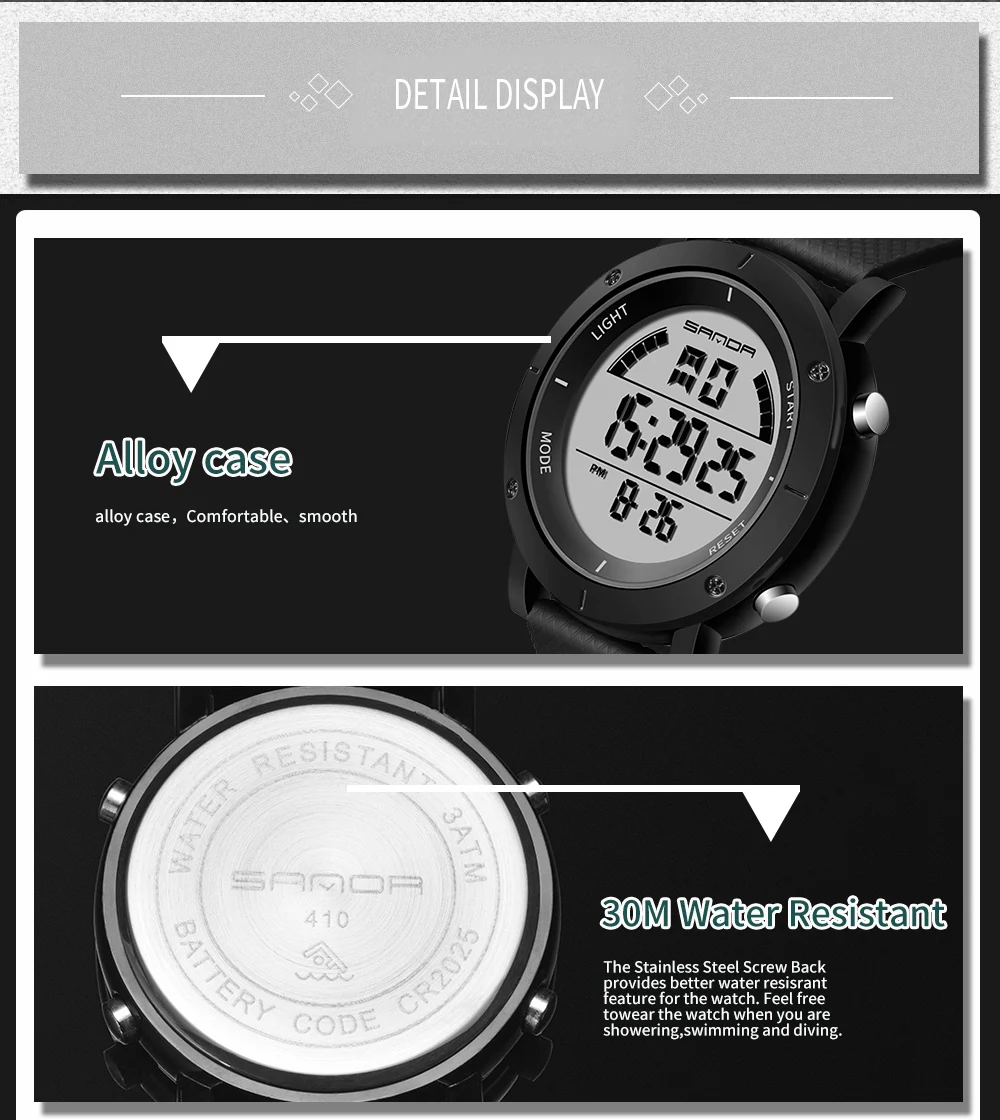 SANDA 410 Free Shipping Sport Men Watches Waterproof Led Electronic Digital Fashion Mens Wristwatch Relogio Masculino Hodinky (12)
