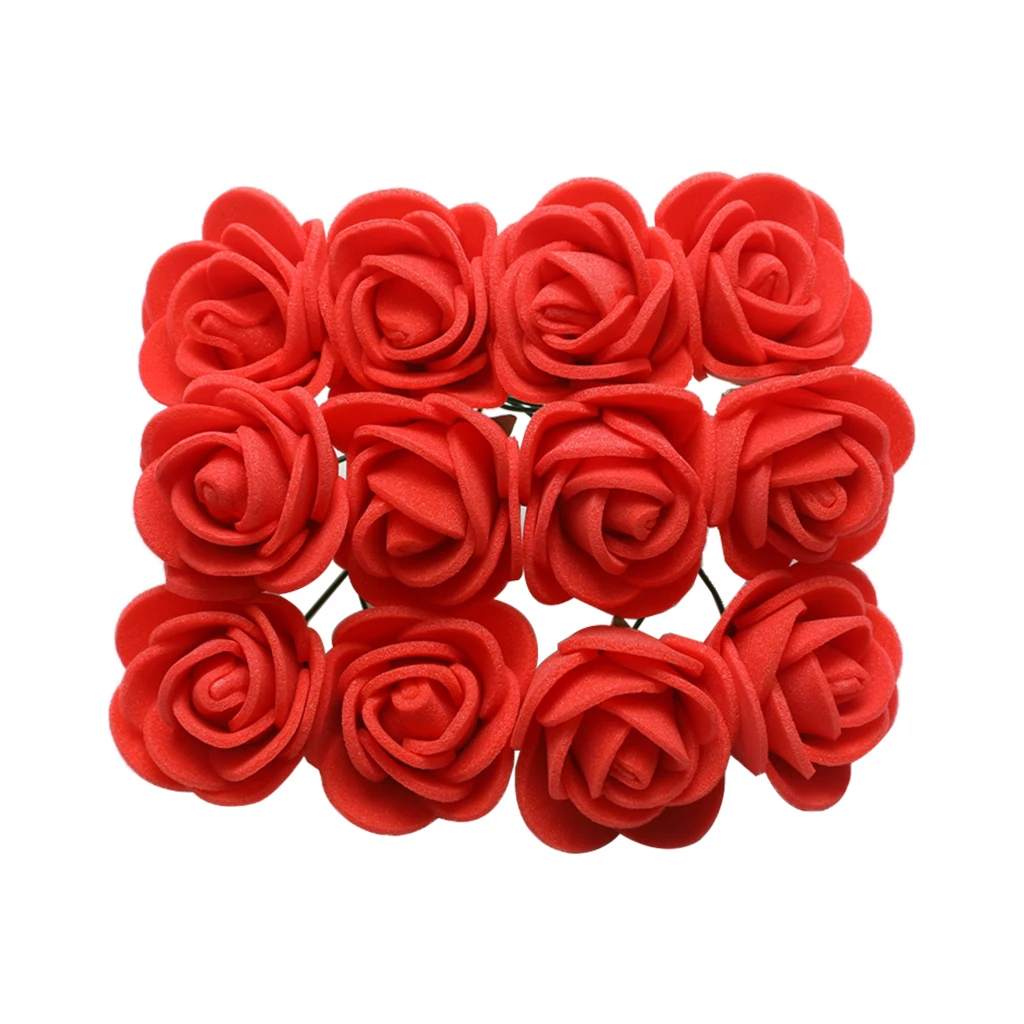 144pcs Artificial Miniature Roses Foam Rose Flower Wedding Bouquet DIY Craft Decor Party Favor Home Ornament Photo Props