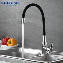 LEDEME Chrome Finish Kitchen Sink Faucet Single Handle Polished Taps Brass Mounted Mixer Water Taps Basin Faucets L4898 -2