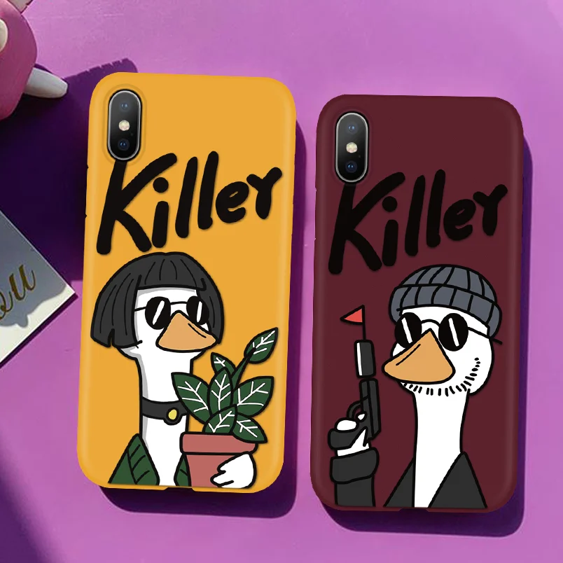 

Duck Killer Fun Coque For iPhone XS Case Yellow Wine Red Matte Case For TPU iPhone X XS Max XR 6 6S 7 8 Plus Silicone Soft Cover