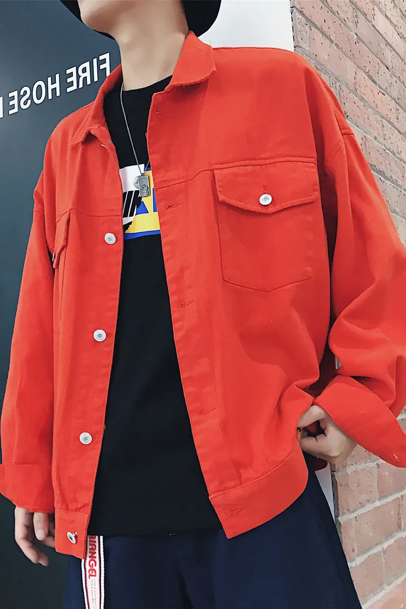 

2018 Man Solid Color Trend Behind Letter Jacket Loose Coat W018/P75