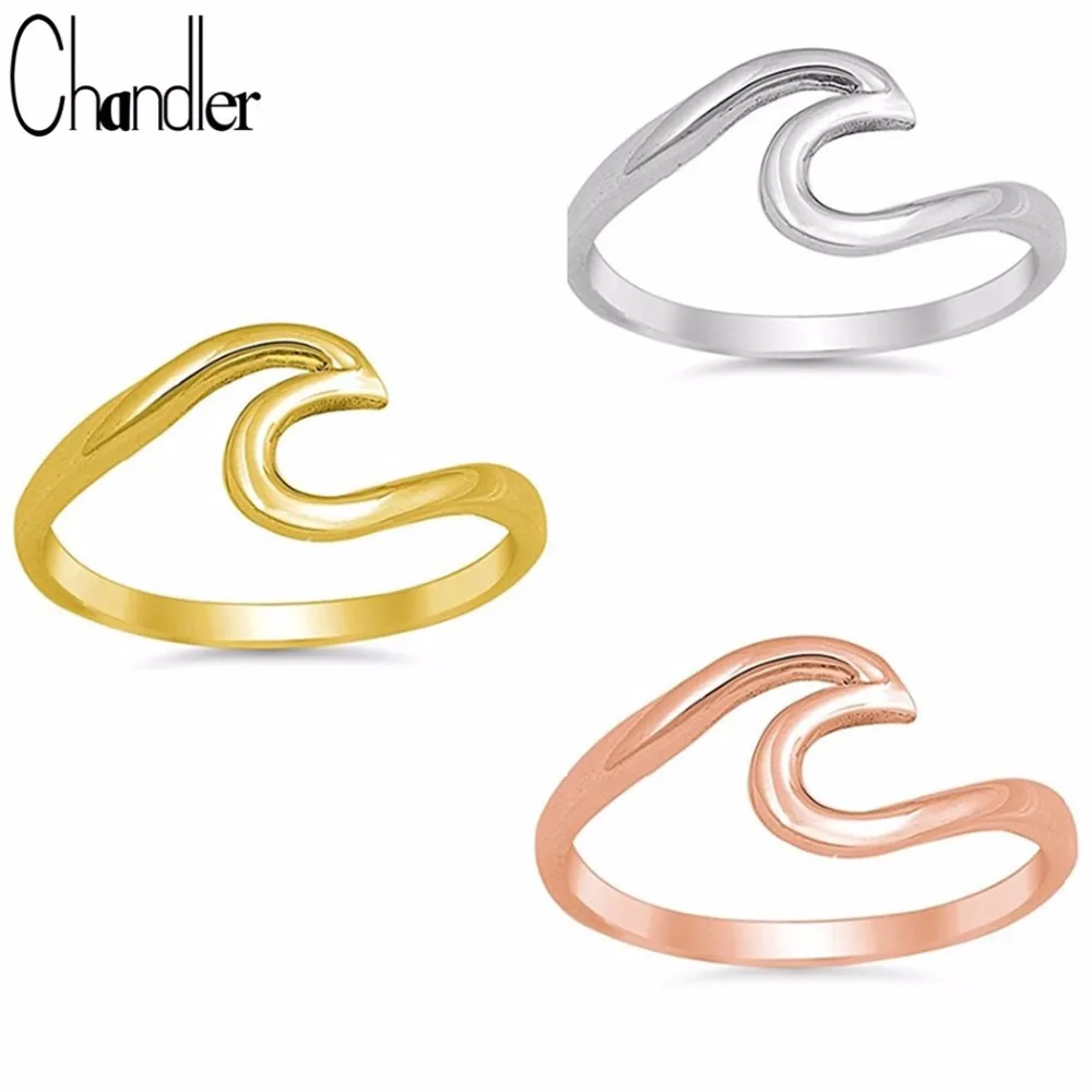 

Chandler Summer Beach Wave Ring Rose Gold Handmade Wire Wrap Surf Rings Simple Design Minimalist Midi Finger Knuckle Toe Bague