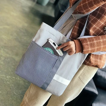 

Female Large Capacity Ladies Beach Bag Women Canvas Tote Shopping Handbags Vintage Striped Shoulder Bag Leisure Bolsos Mujer