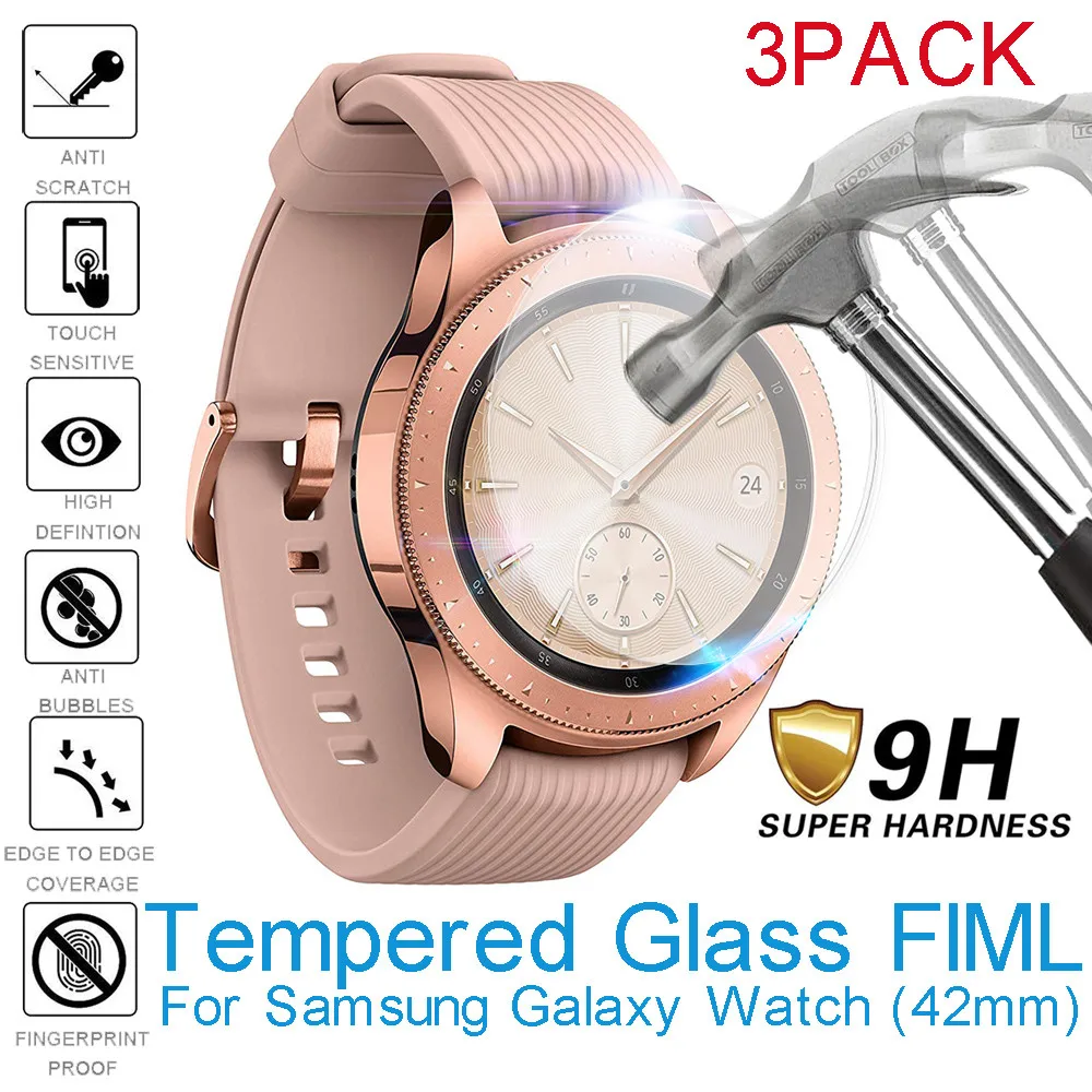 

3pcs 2.5D Tempered Glass on for Samsung Galaxy Watch 42mm Protective Glass Smartwatch Screen Protector Film Bubble Free 9H Glas