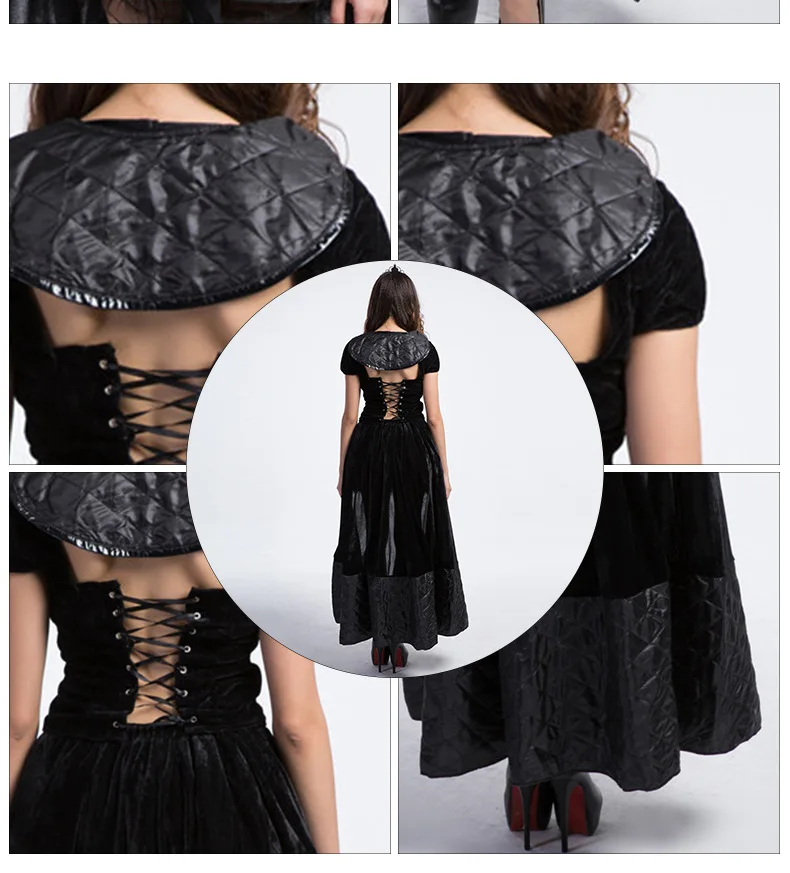 Черный готический костюм ведьмы на Хэллоуин, маскарадный костюм колдуньи, Длинное нарядное платье с головным убором, костюм дьявола для взрослых и женщин, костюм для ролевых игр