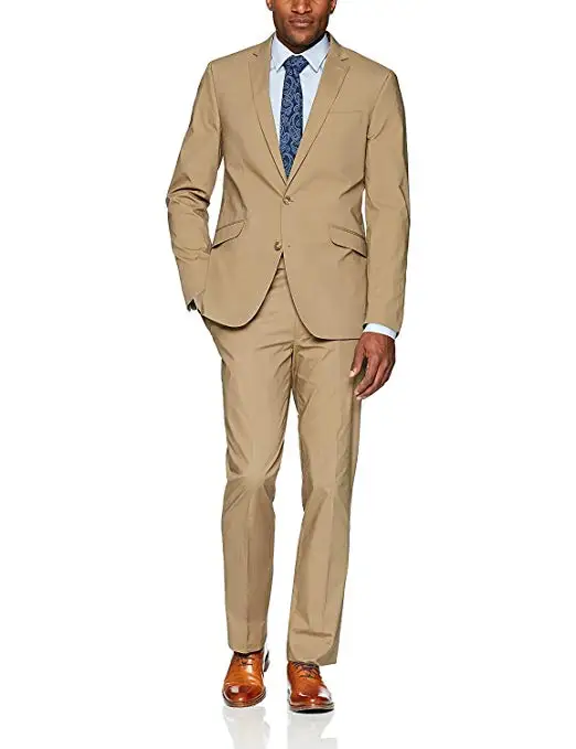 Модные мужские костюмы из 2 предметов, приталенные, однотонные, с v-образным вырезом, на двух пуговицах, торжественные, свадебные, вечерние, вечерние, блейзеры(пиджак+ брюки+ галстук в подарок - Цвет: Brown