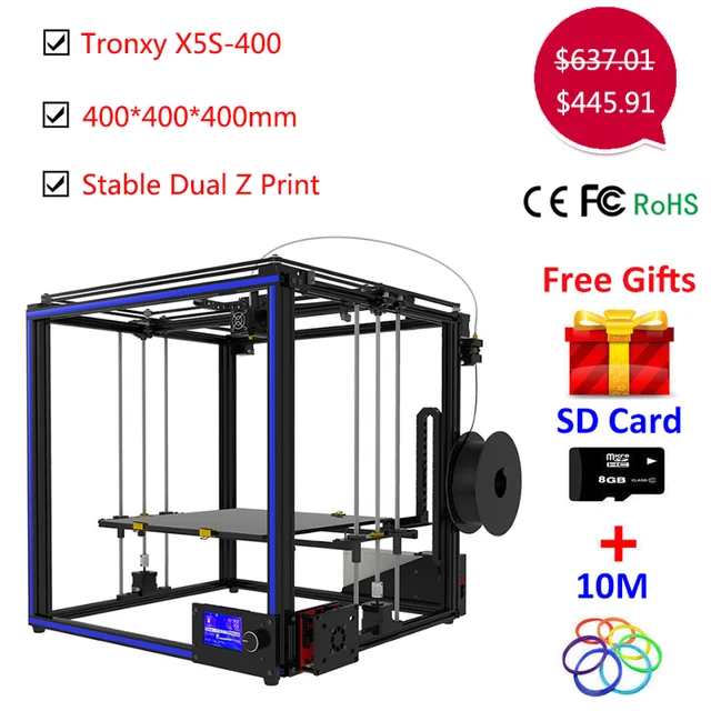 Cheap Upgrade Tronxy X5S 400*400*400mm 3D printer Kit Dual-Z axis High Precision Aluminum Stable Printing Tronxy Large 3D printer DIY Cheap Upgrade Tronxy X5S 400*400*400mm 3D printer Kit Dual-Z axis High Precision Aluminum Stable Printing Tronxy Large 3D printer DIY