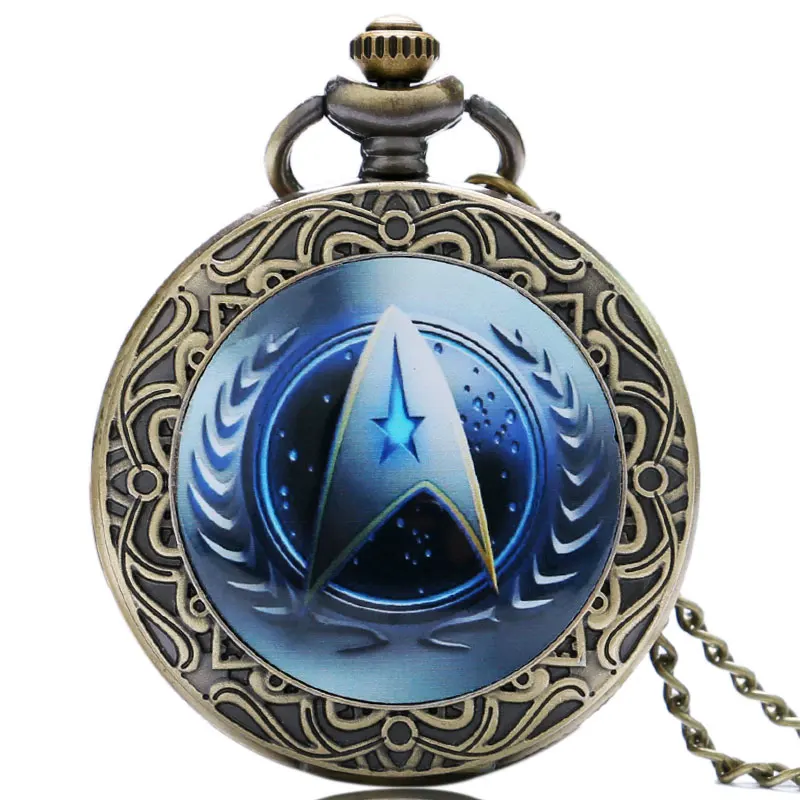

Star Trek Extension Blue Case With Bronze Border Pendant Pocket Watch With Necklace Chain