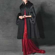 Новое поступление, пальто с карманами Баян Кабан, осенне-зимнее Новое высококачественное модное длинное кашемировое пальто с меховым воротником на заказ