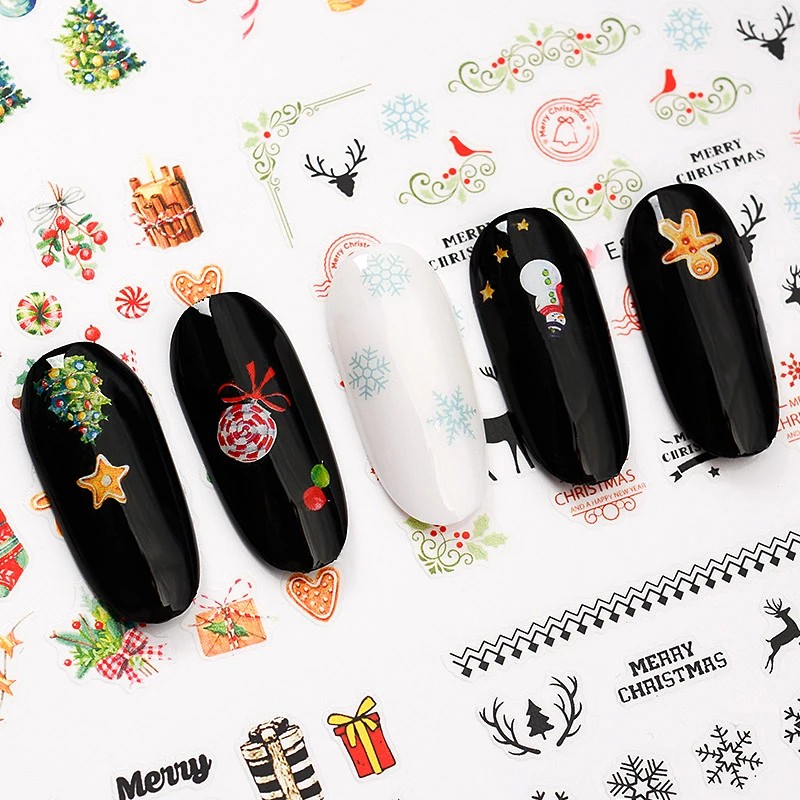 MEET ACROSS 11 видов стилей/набор наклейки-Слайдеры для дизайна ногтей Рождество Санта Клаус 3D наклейка переводная наклейка зимние маникюрные советы