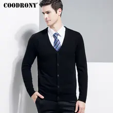 COODRONY, свитер из мериносовой шерсти, Мужской Классический Повседневный Кардиган с v-образным вырезом, мужская одежда, Осень-зима, кашемировые мужские свитера, пальто 8331