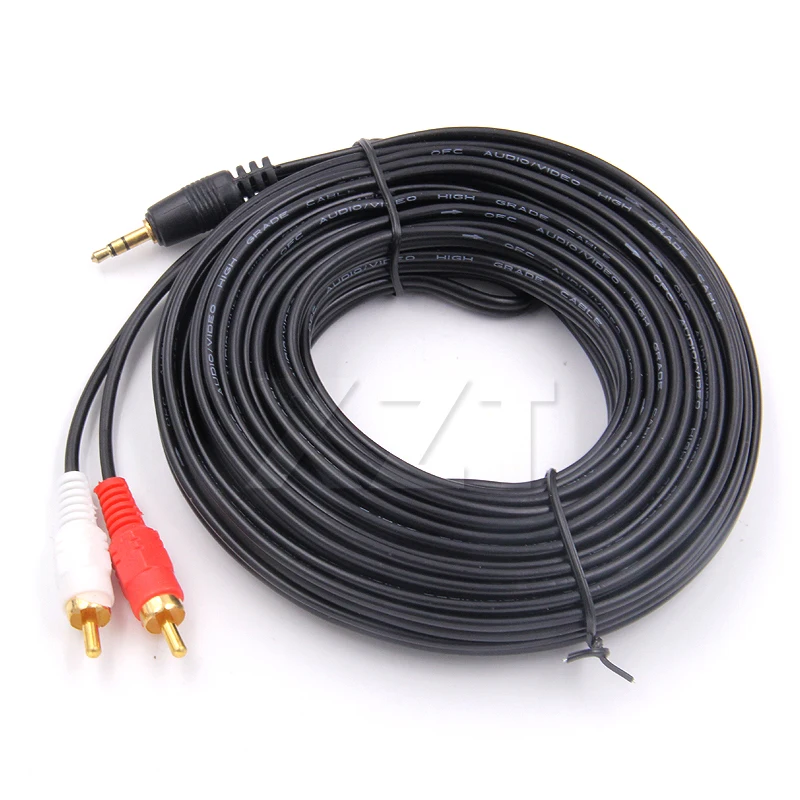3 5 мм штекер Джек AV 2 RCA Адаптер м 10 15 стерео музыкальный аудио кабель шнур AUX для Mp3